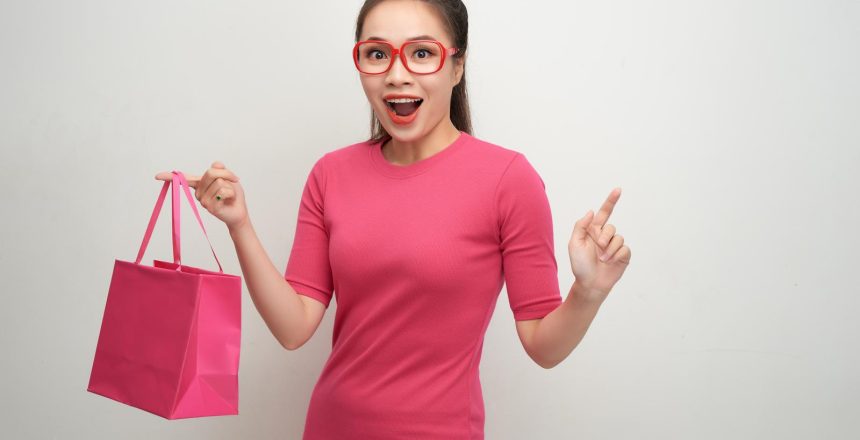 Shopping woman holding shopping bag
